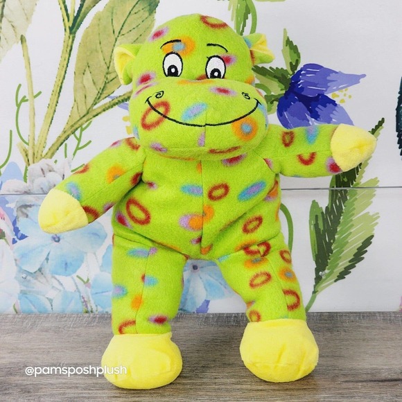 Kellytoy Hippo Hippopotamus 14" Plush Green Tye Dye Circles Stuffed Animal Green - Picture 5 of 7